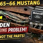 1965-66 Mustang hidden charging problem: corroded wiring under the radiator support next to the voltage regulator